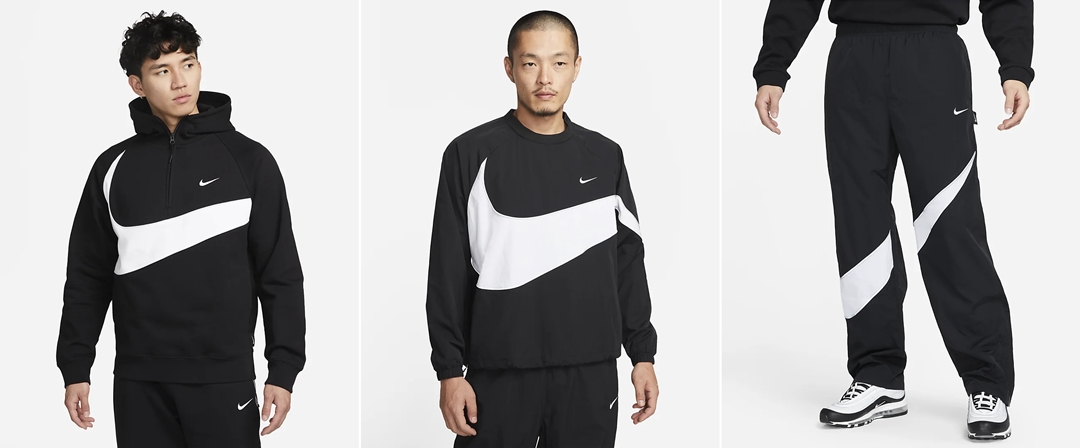 2 12 1 2 NIKE SWOOSH Jacket Zip Parka Woven Pants DX0661 010 DX0567 010 DX0565 010 Fullress