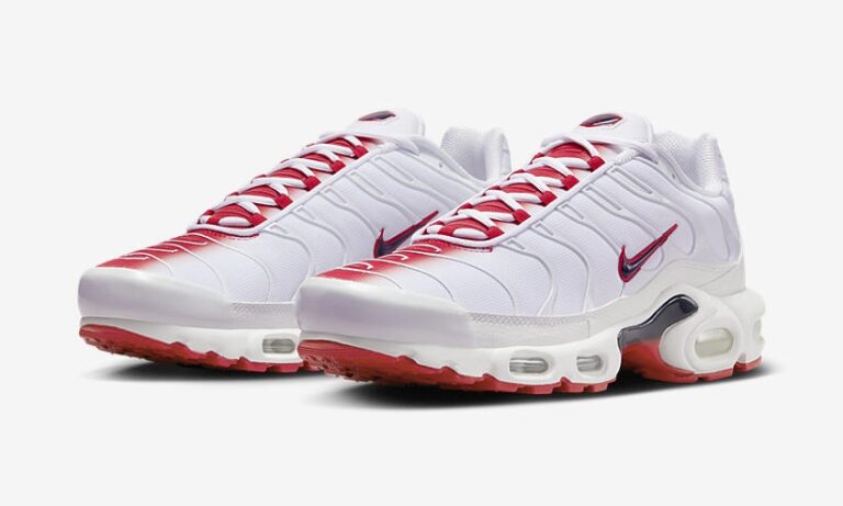 2023 NIKE AIR MAX PLUS White University Red FN3410 100 Fullress