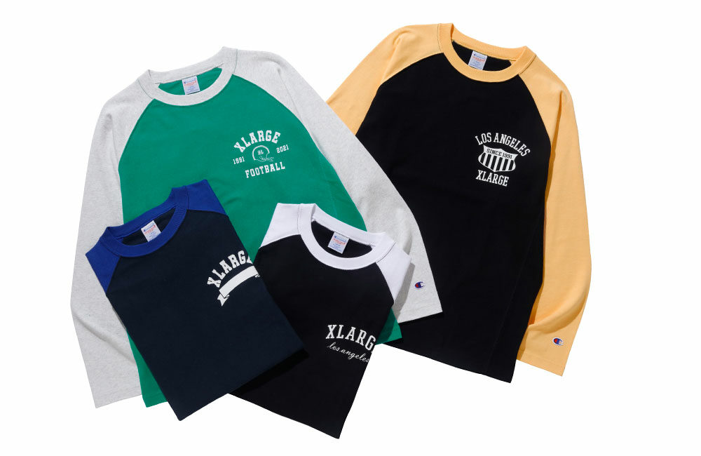 XLARGE × Champion コラボレーション最新作のREVERSE WEAVE RAGLAN L/S TEEが3/25 発売 ​(エクストララージ チャンピオン)