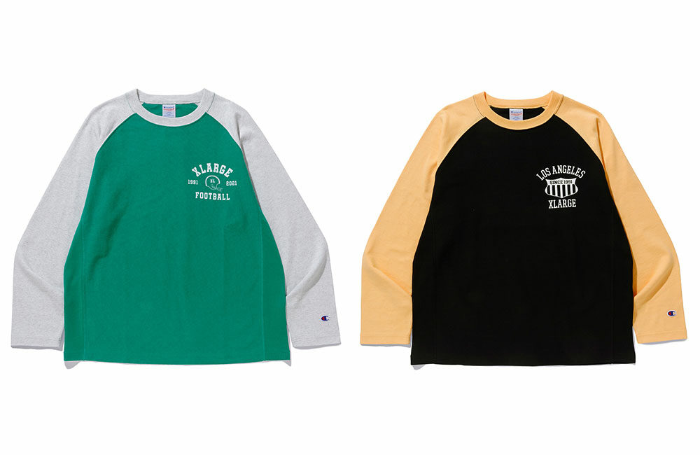 XLARGE × Champion コラボレーション最新作のREVERSE WEAVE RAGLAN L/S TEEが3/25 発売 ​(エクストララージ チャンピオン)