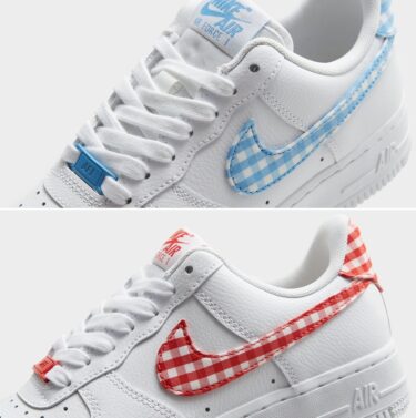 【国内 6/22、6/30 発売】ナイキ エア フォース 1 07 ロー ESS “ギンガムチェック/ホワイト” (NIKE AIR FORCE 1 07 LOW ESS “Gingham/White/Blue/Red”) [DZ2784-100/DZ2784-101]