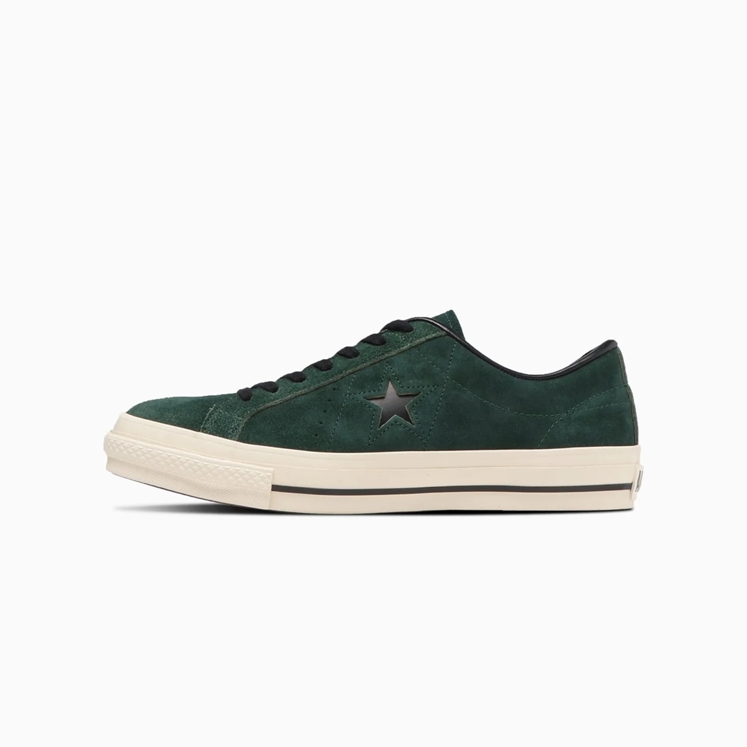 【3/17 発売】上質な国産スエードをアッパー全面に使用した CONVERSE ONE STAR J SUEDE “Green/Black” (コンバース ワンスタ－ メイドインジャパン)