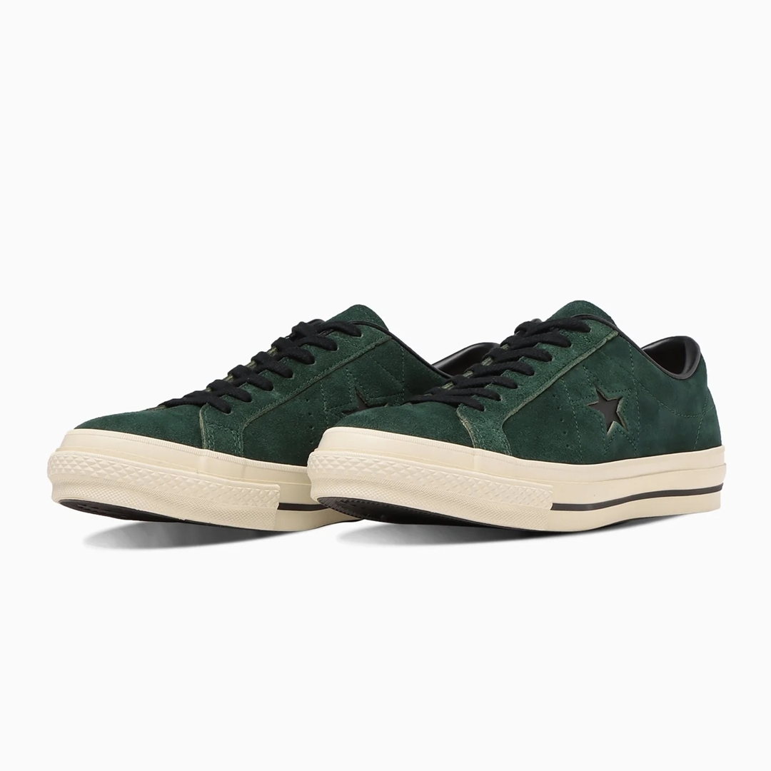 【3/17 発売】上質な国産スエードをアッパー全面に使用した CONVERSE ONE STAR J SUEDE “Green/Black” (コンバース ワンスタ－ メイドインジャパン)