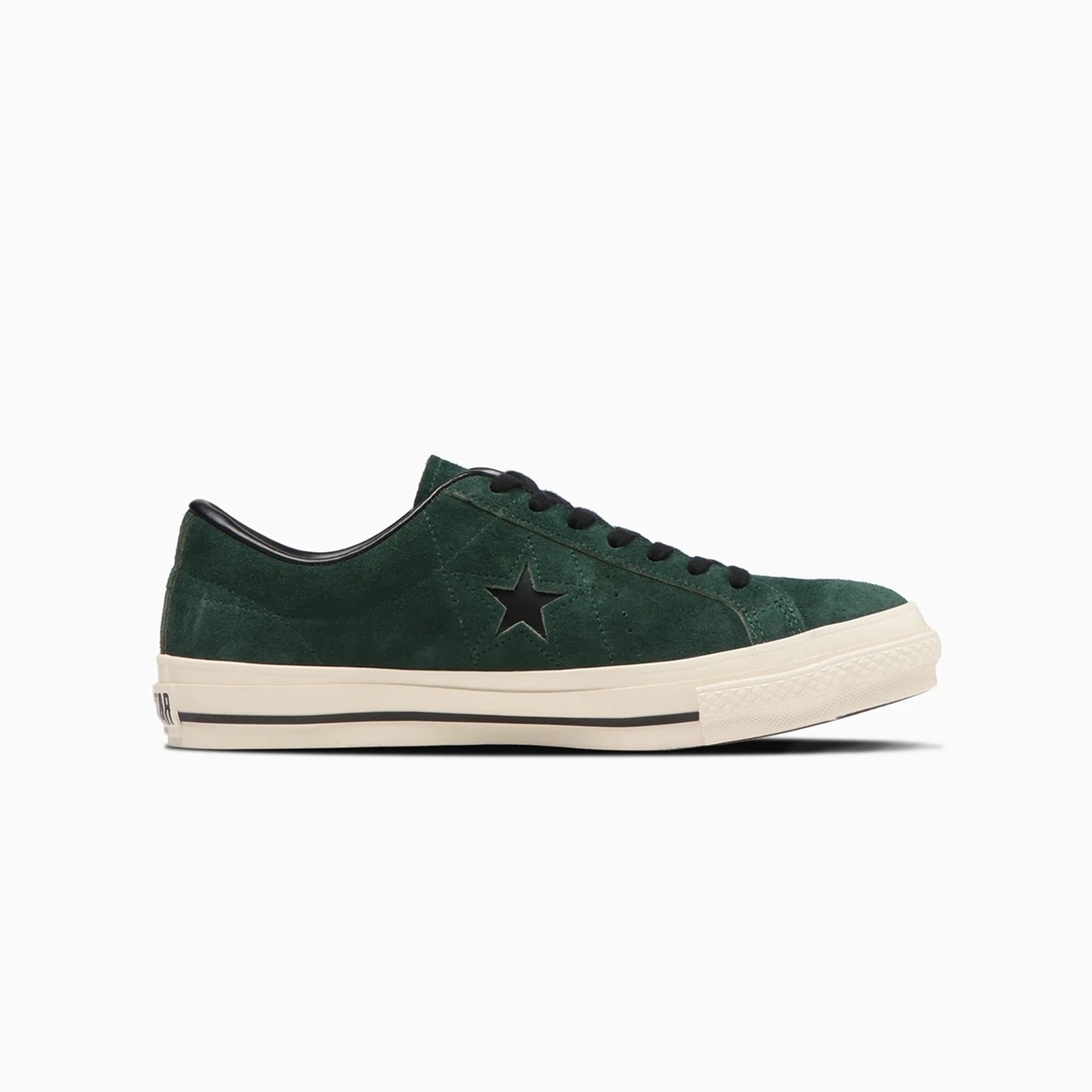 【3/17 発売】上質な国産スエードをアッパー全面に使用した CONVERSE ONE STAR J SUEDE “Green/Black” (コンバース ワンスタ－ メイドインジャパン)