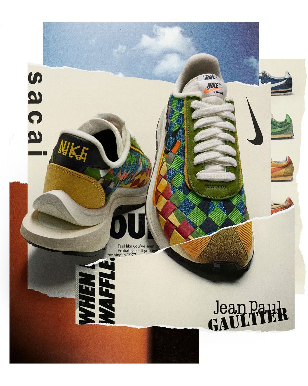 海外11/22 発売予定！NIKE × Sacai x Jean-Paul Gaultier AIR WOVEN VAPORWAFFLE (ナイキ サカイ ジャン＝ポール・ゴルチエ エア ウーブン ヴェイパーワッフル) [DR5209-100/DR5209-300]