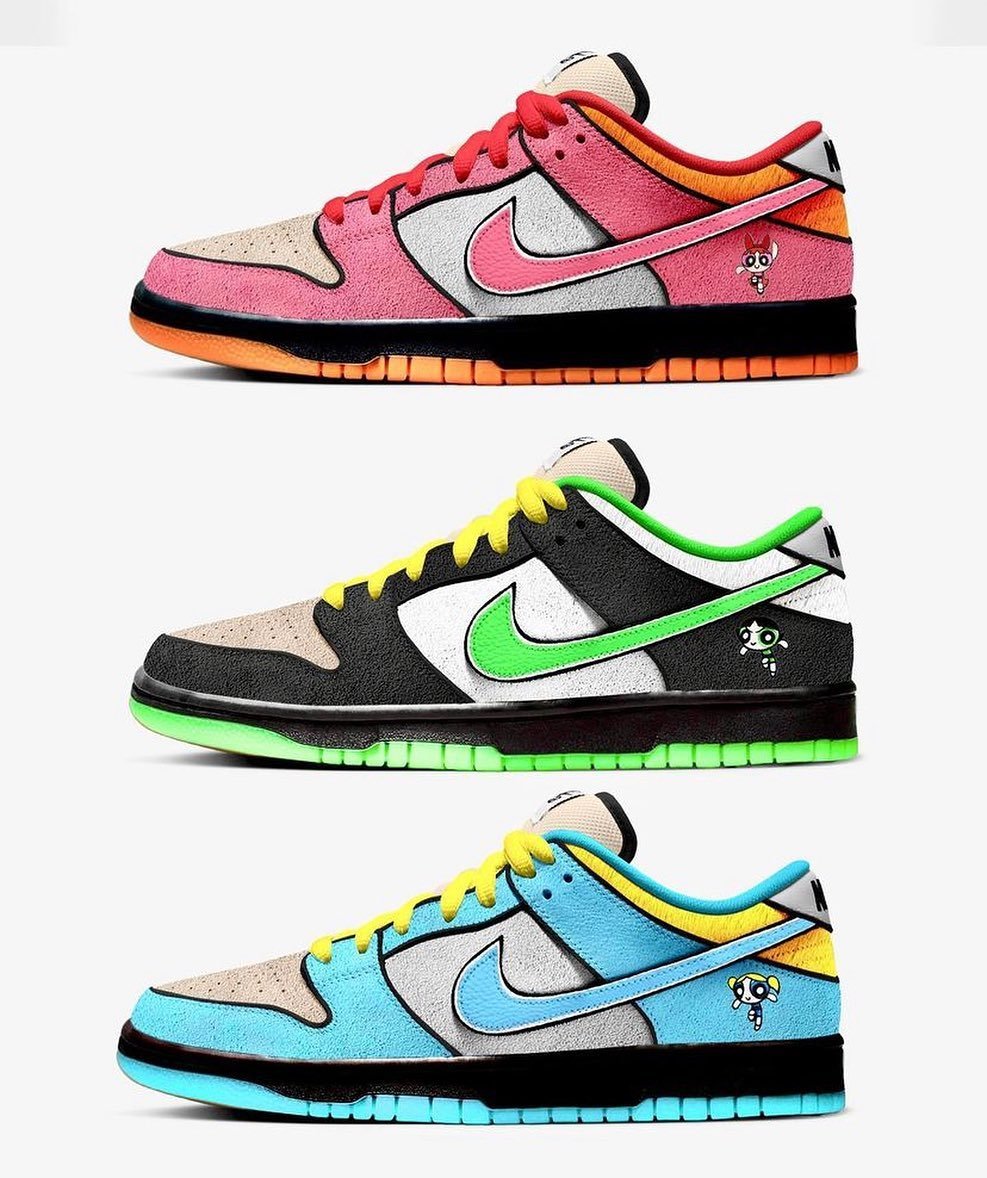 【国内 12/14、12/15 発売】The Powerpuff Girls x NIKE SB DUNK LOW (パワーパフガールズ ナイキ SB ダンク ロー) [FD2631-600/FZ8320-400/FZ8319-300]