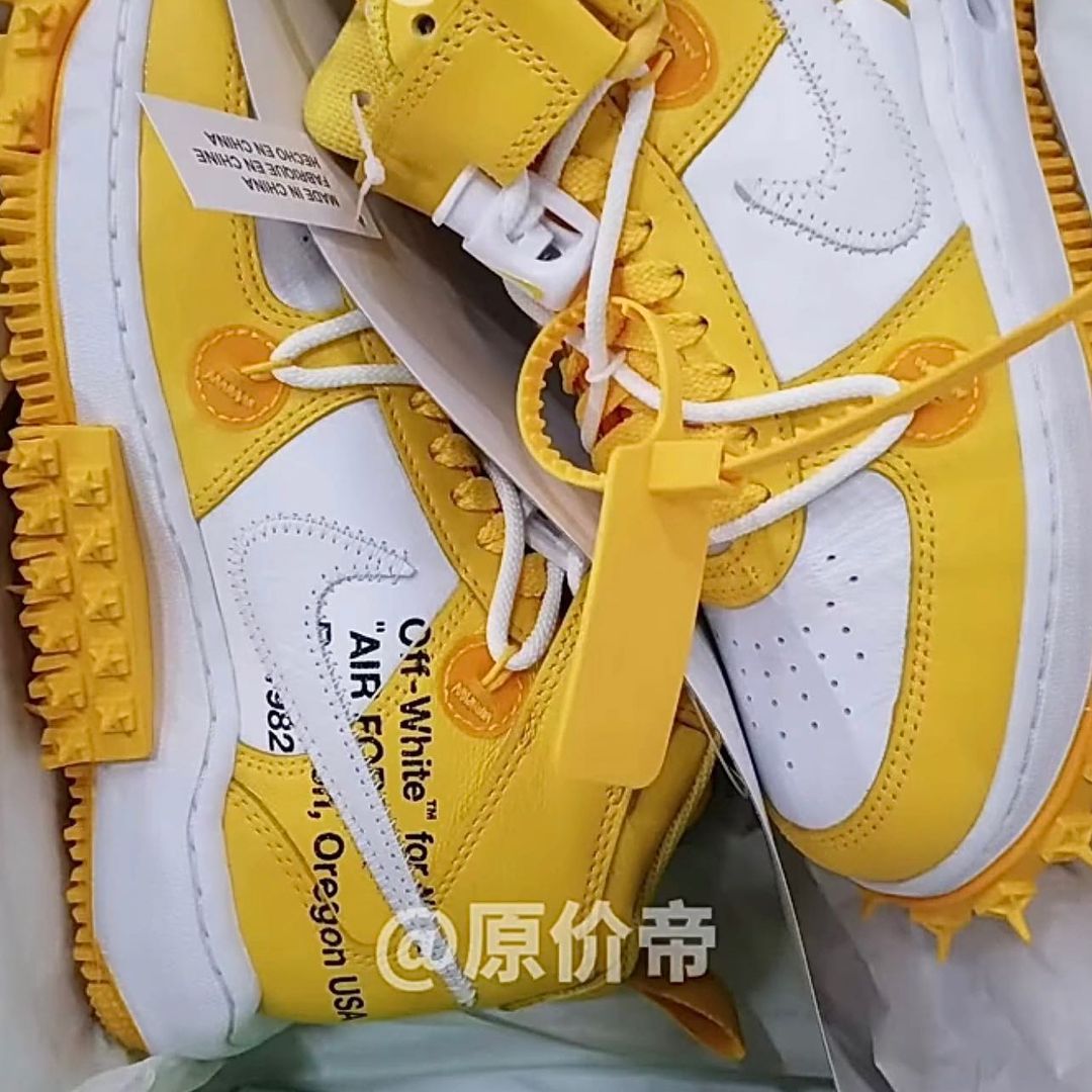 【国内 11/9 発売】OFF-WHITE x NIKE AIR FORCE 1 MID SP “White/Varsity Maize” (オフホワイト ナイキ エア フォース 1 ミッド SP “ホワイト/バーシティメイズ”) [DR0500-101]