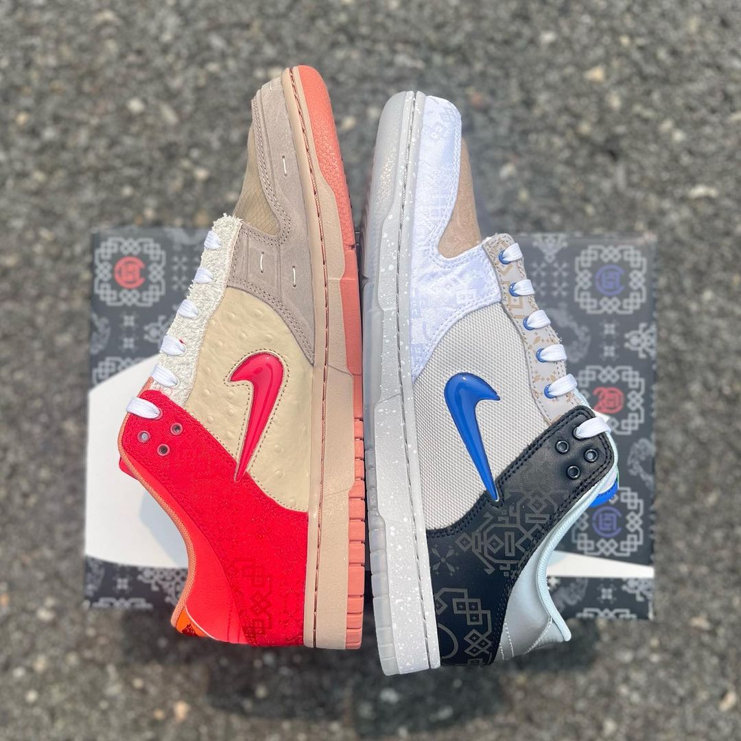 【国内 6/30、7/29、8/9 発売予定】CLOT × NIKE DUNK LOW SP “COLK/What The” (クロット ナイキ ダンク ロー SP “マルチ/フラックス”) [FN0316-999/FN0317-121]