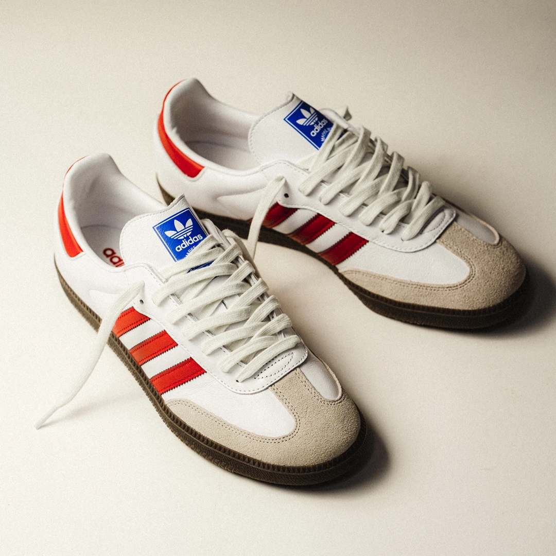 24.5 adidas Originals Samba OG white red