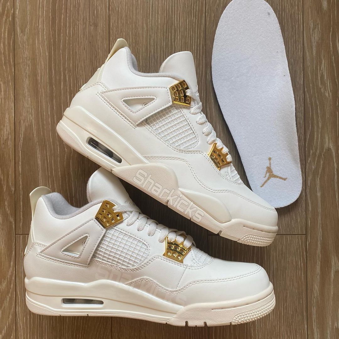 【2024年 2/28 発売】ナイキ ウィメンズ エア ジョーダン 4 レトロ “セイル/メタリックゴールド″ (NIKE WMNS AIR JORDAN 4 RETRO “Sail/Metallic Gold”) [AQ9129-170]