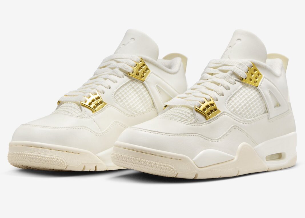 【2024年 2/28 発売】ナイキ ウィメンズ エア ジョーダン 4 レトロ “セイル/メタリックゴールド″ (NIKE WMNS AIR JORDAN 4 RETRO “Sail/Metallic Gold”) [AQ9129-170]