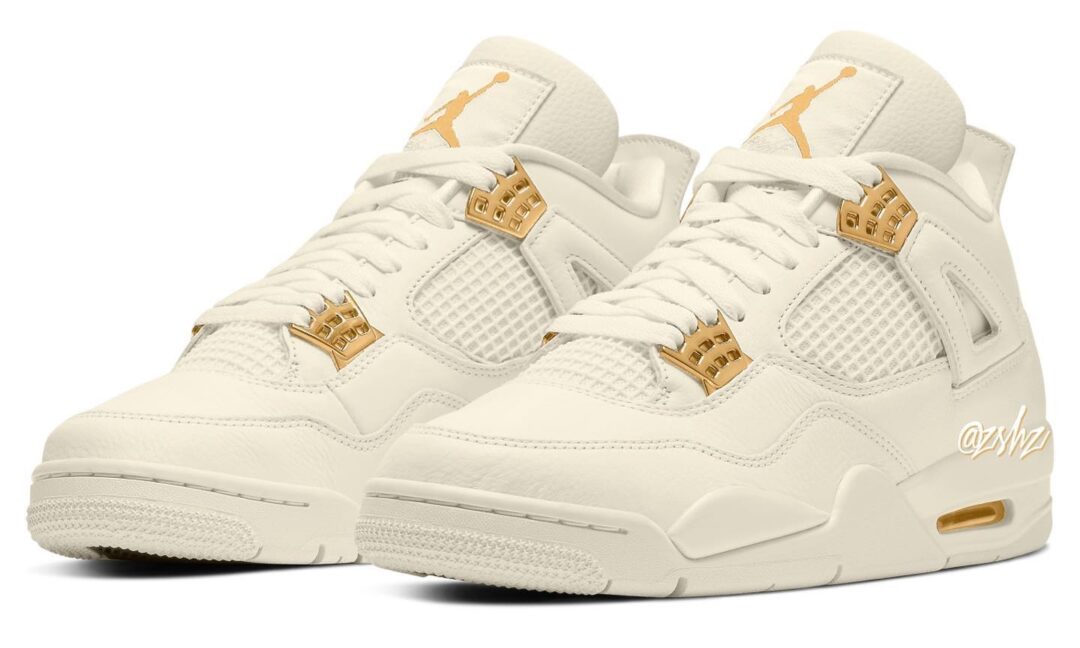 【2024年 2/28 発売】ナイキ ウィメンズ エア ジョーダン 4 レトロ “セイル/メタリックゴールド″ (NIKE WMNS AIR JORDAN 4 RETRO “Sail/Metallic Gold”) [AQ9129-170]