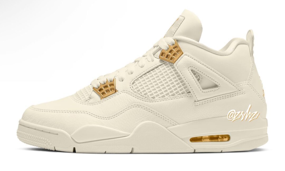 【2024年 2/28 発売】ナイキ ウィメンズ エア ジョーダン 4 レトロ “セイル/メタリックゴールド″ (NIKE WMNS AIR JORDAN 4 RETRO “Sail/Metallic Gold”) [AQ9129-170]