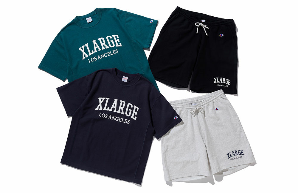 XLARGE × Champion コラボレーション最新作のREVERSE WEAVE TEE/ショーツが6/3 発売 ​(エクストララージ チャンピオン)