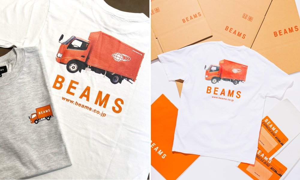 全国の店舗にBEAMSの商品を届けるオレンジ色のトラック、通称「ビームス号」がTシャツになって販売