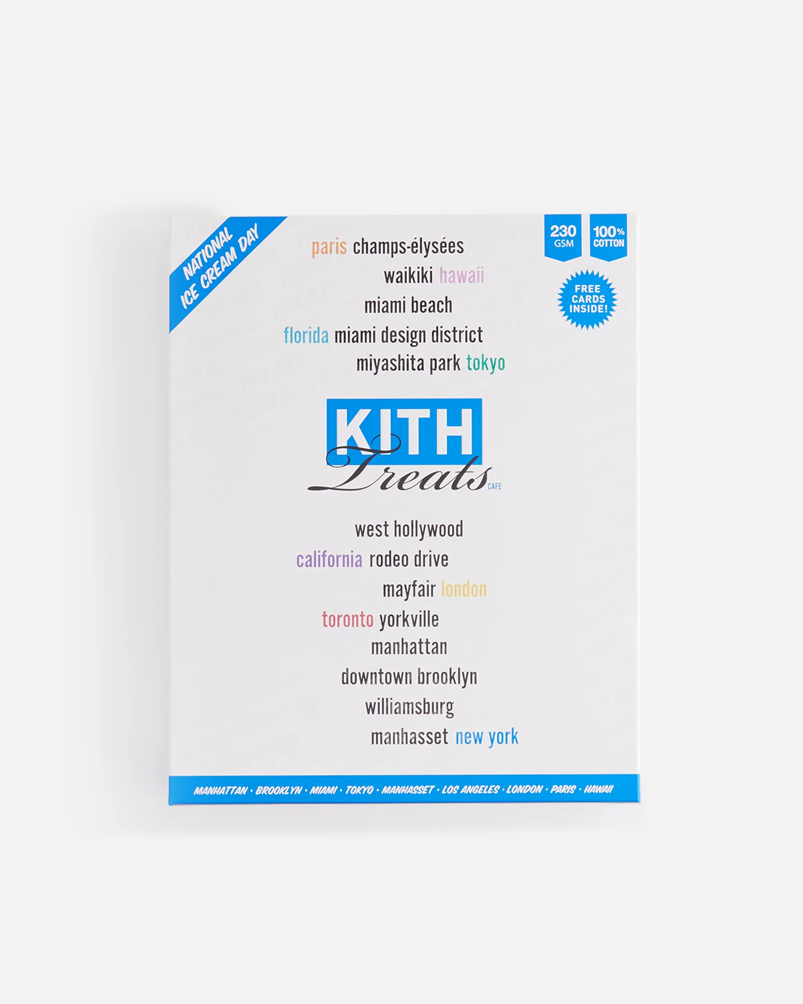 KITH TREATS からKithが拠点とする世界各地を象徴する8色とNational Ice Cream DayにちなんだTシャツ「Treats Café Monday Program」が7/17 発売 (キストーリーツ)