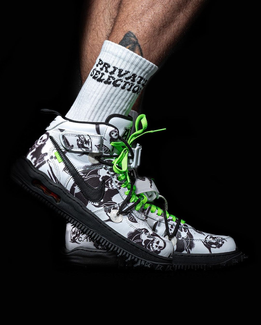 OFF-WHITE x NIKE AIR FORCE 1 MID SP “White/Graffiti/Neon Green” (オフホワイト ナイキ エア フォース 1 ミッド SP “ホワイト/グラフィティ/ネオングリーン”)