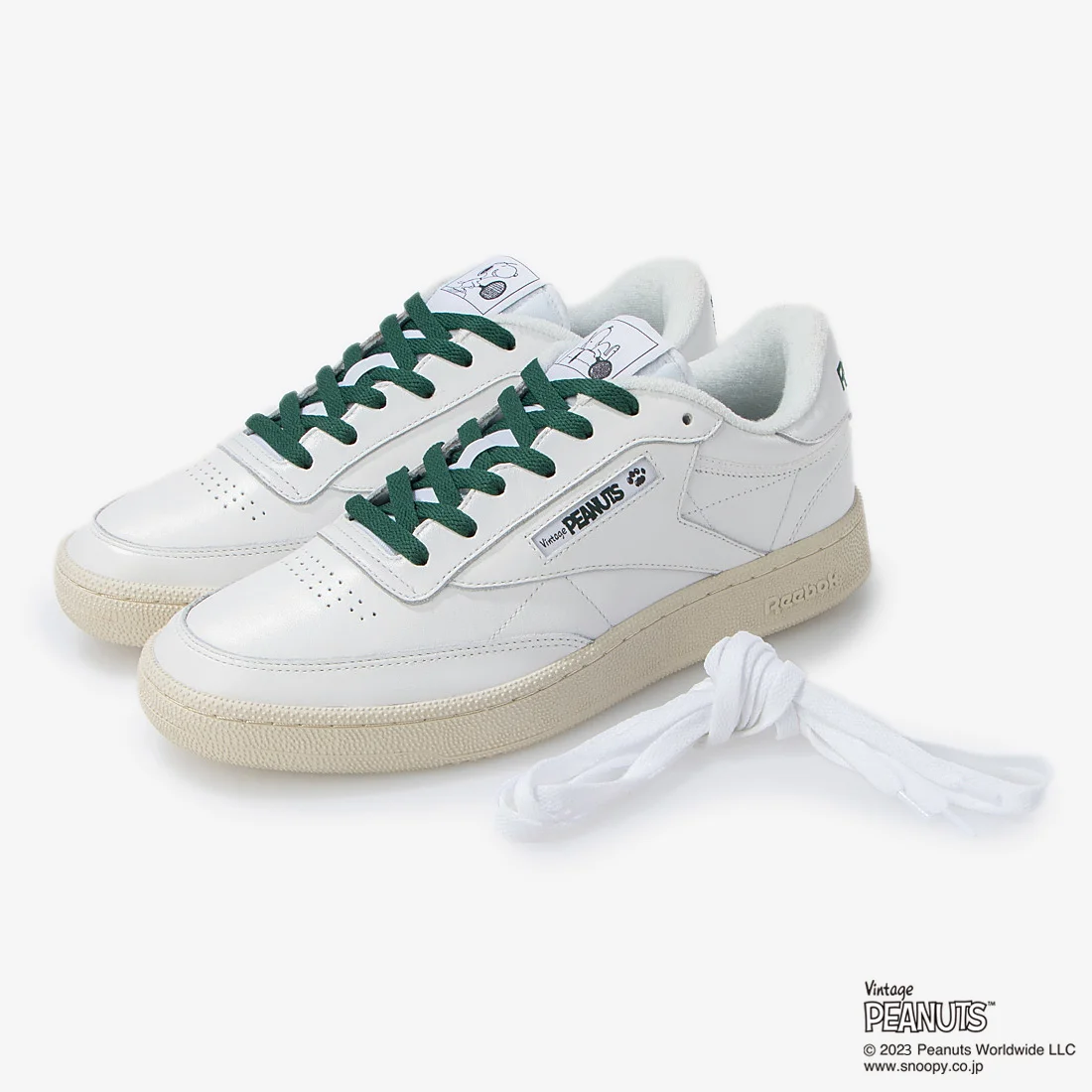 リーボック × ピーナッツ コラボ CLUB C 85 VINTAGEが国内 9/15 発売 (REEBOK PEANUTS CLUB C 85 VINTAGE) [RE1759BU36984]