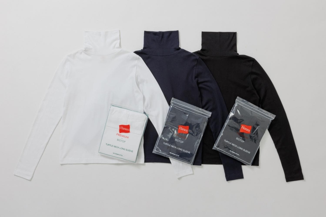 ヘインズ ビオトープ HANES x BIOTOP 20SS 別注 Mock-Neck T
