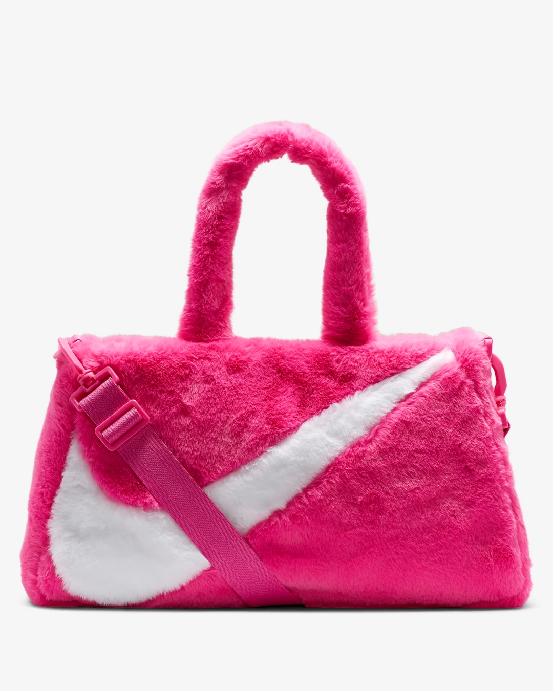 スウッシュを大胆に配置した「ナイキ スポーツウェア フェイクファートート “Laser Fuchsia”」 (NIKE NSW Faux Fur Tote) [FB3050-617]