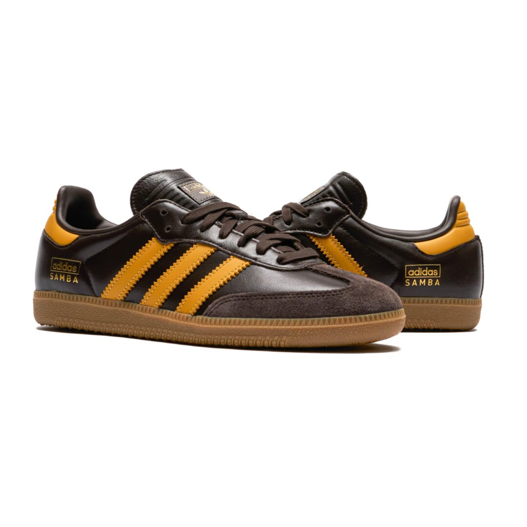 【国内 12/1 発売】アディダス オリジナルス サンバ OG “ダークブラウン/プリラブドイエロー” (adidas Originals SAMBA OG “Dark Brown/Preloved Yellow”) [IG6174]