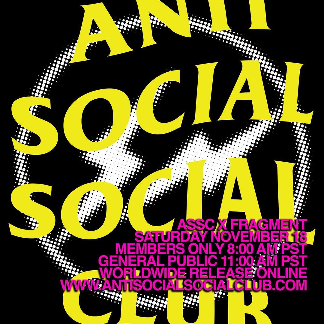 Anti Social Social Club × FRAGMENT 最新コラボが日本時間 11/19 01:00~発売予定 (アンチ ソーシャル ソーシャル クラブ フラグメント 藤原ヒロシ)