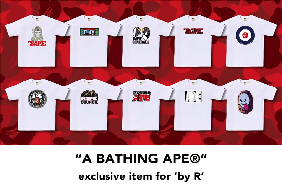 「A BATHING APE」が楽天主催のプロジェクト「by R」参加記念として90s-00s 復刻グラフィックTEEが11/4 発売 (ア ベイシング エイプ Rakuten Fashion 楽天ファッション)