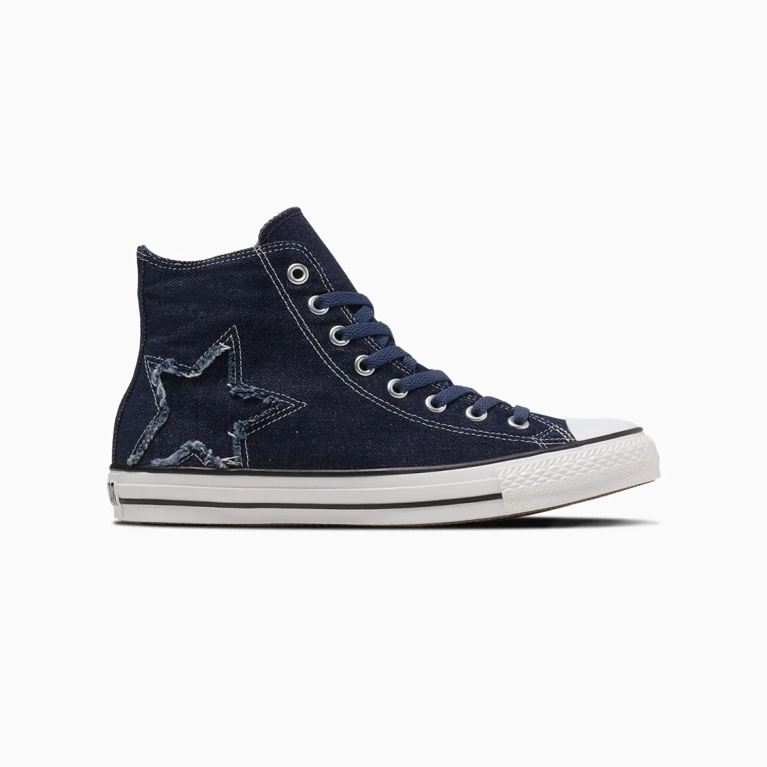 【2024年 1/26 発売】星のエッジにフリンジ加工を施したデニムモデル CONVERSE ALL STAR DENIM ST HI (イーティー コンバース オールスター)