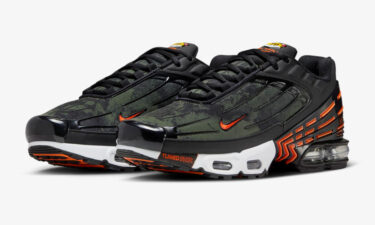 海外発売！ナイキ エア マックス プラス 3 “ブラック/ミディアムオリーブ/セフティオレンジ” (NIKE AIR MAX PLUS 3 “Black/Medium Olive/Safety Orange”) [FV6914-001]