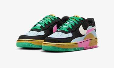 海外発売！ナイキ GS エア フォース 1 07 ロー 2 “ブラック/サミットホワイト/ライトアーモリーブルー” (NIKE GS AIR FORCE 1 07 LOW 2 “Black/Summit White/Light Armory Blue”) [FJ3288-001]