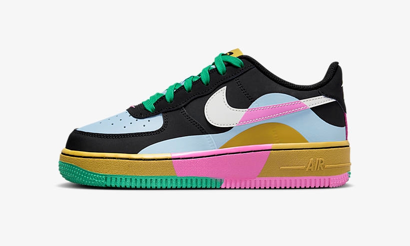 海外発売！ナイキ GS エア フォース 1 07 ロー 2 “ブラック/サミットホワイト/ライトアーモリーブルー” (NIKE GS AIR FORCE 1 07 LOW 2 “Black/Summit White/Light Armory Blue”) [FJ3288-001]