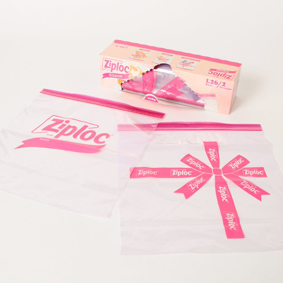 Ziploc × BEAMS COUTURE コラボからピンクのリボンデザインアイテムが1/24 から順次発売 (ジップロック ビームス)