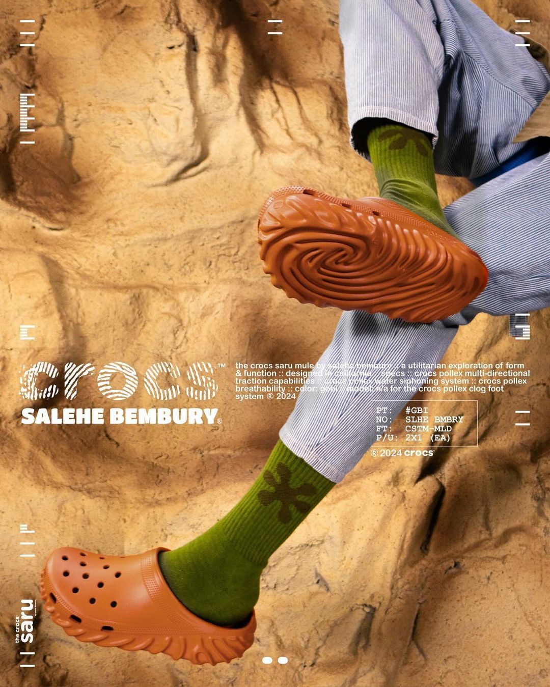 【2024年 3/15 発売】Salehe Bembury × Crocs Pollex Slide “Saru” (サレヘ・ベンバリー クロックス)
