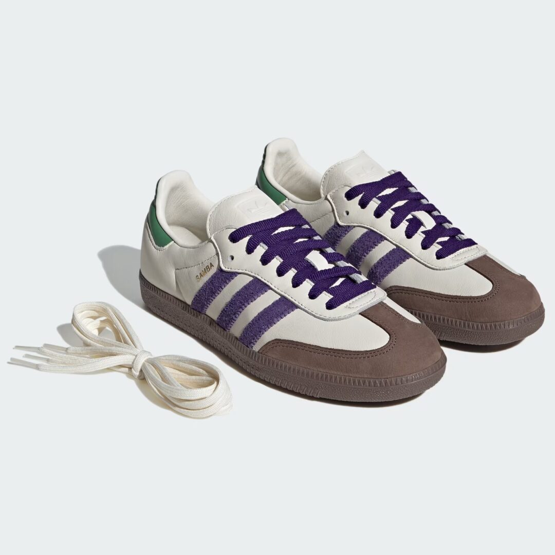 【2024年 3/8 発売】アディダス オリジナルス ウィメンズ サンバ OG “ホワイト/パープル/グリーン” (adidas Originals WMNS SAMBA OG “Off White/Core Purple/Prologue Green”) [ID8349]