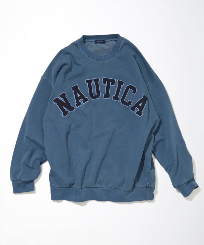 NAUTICA “Pigment Dyed Arch Logo Crewneck Sweatshirt” (ノーティカ “ピグメント ダイ アーチロゴ”)