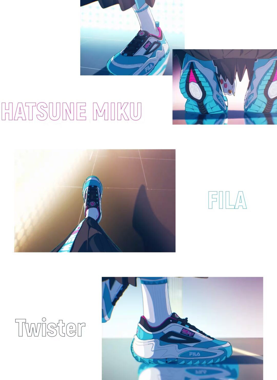 「FILA × 初音ミク」コラボレーションプロジェクト第2弾！HATSUNE MIKU EXPO 10周年記念MV着用モデル“FILA × HATSUNE MIKU Twister”が2024年7月上旬 発売 (フィラ)