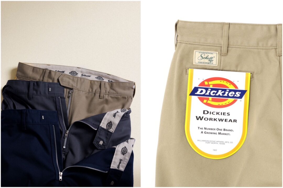 Schott × Dickies 2024 SS コラボからライダース&パンツが2/22 発売 (ショット ディッキーズ)