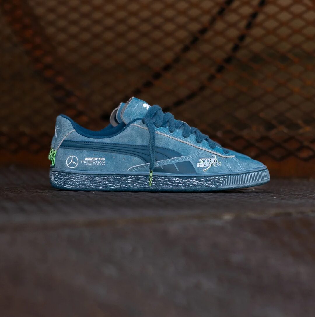 【海外発売】PUMA × MERCEDES-AMG PETRONAS F1 TEAM CREWS GO SUMMER SUEDE T “OCEAN TROPIC” (プーマ メルセデス・ベンツ アーマーゲー ペトロナス)