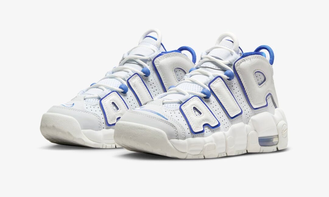 【海外発売】ナイキ GS エア モア アップテンポ “サミットホワイト/レーザーブルー” (NIKE GS AIR MORE UPTEMPO “Summit White/Racer Blue”) [FN4857-100]