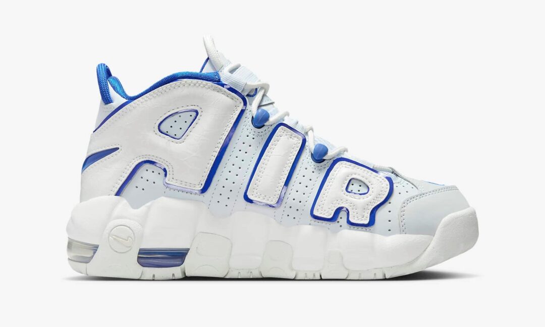 【海外発売】ナイキ GS エア モア アップテンポ “サミットホワイト/レーザーブルー” (NIKE GS AIR MORE UPTEMPO “Summit White/Racer Blue”) [FN4857-100]