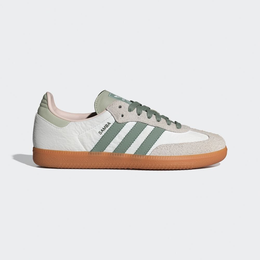 【2024年 4/5 発売】アディダス オリジナルス サンバ OG “ホワイト/シルバーグリーン/パテモーブ” (adidas Originals SAMBA OG “White/Green/Mauve”) [ID0492]