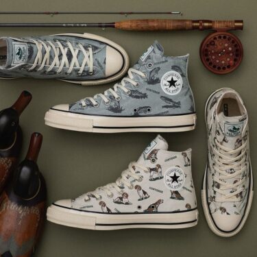 【2024年 5/24 発売】古着をモチーフにビーグルとトラウトがプリントされた CONVERSE ALL STAR US HUNTING HI (コンバース オールスタ－ ハンティング)