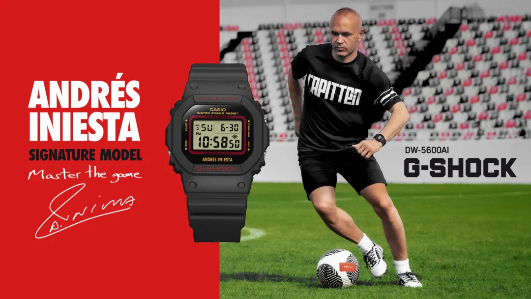 サッカー イニエスタ × G-SHOCK シグネチャーモデル「DW-5600AI-1JR」が2024年 5/11 発売 (Andrés Iniesta Gショック ジーショック)