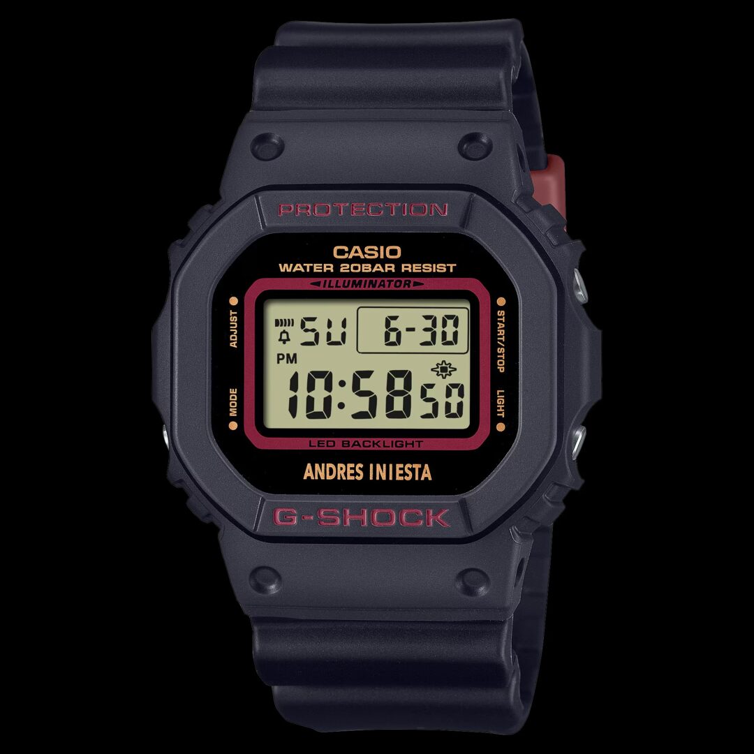 サッカー イニエスタ × G-SHOCK シグネチャーモデル「DW-5600AI-1JR」が2024年 5/11 発売 (Andrés Iniesta Gショック ジーショック)