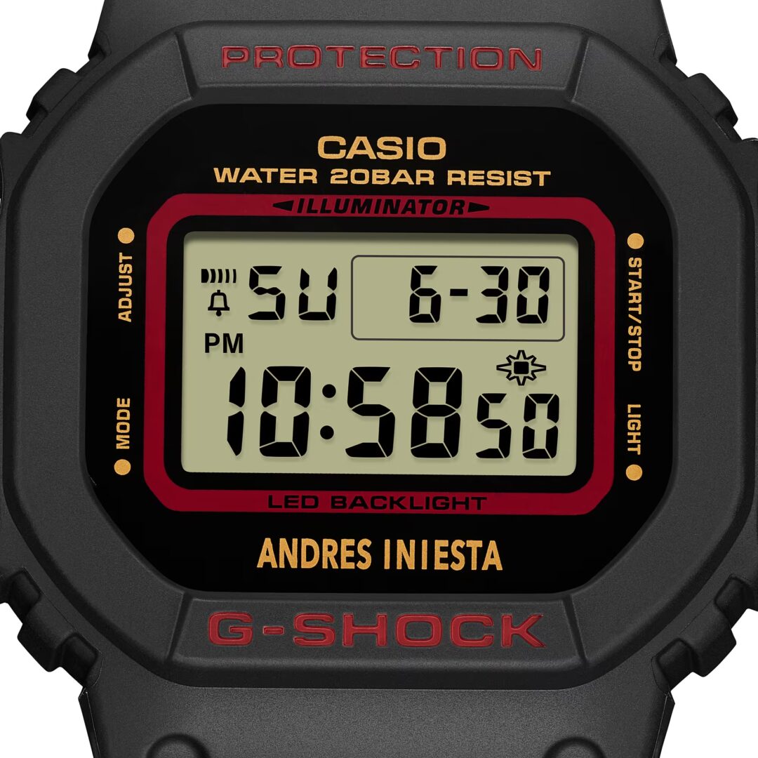 サッカー イニエスタ × G-SHOCK シグネチャーモデル「DW-5600AI-1JR」が2024年 5/11 発売 (Andrés Iniesta Gショック ジーショック)