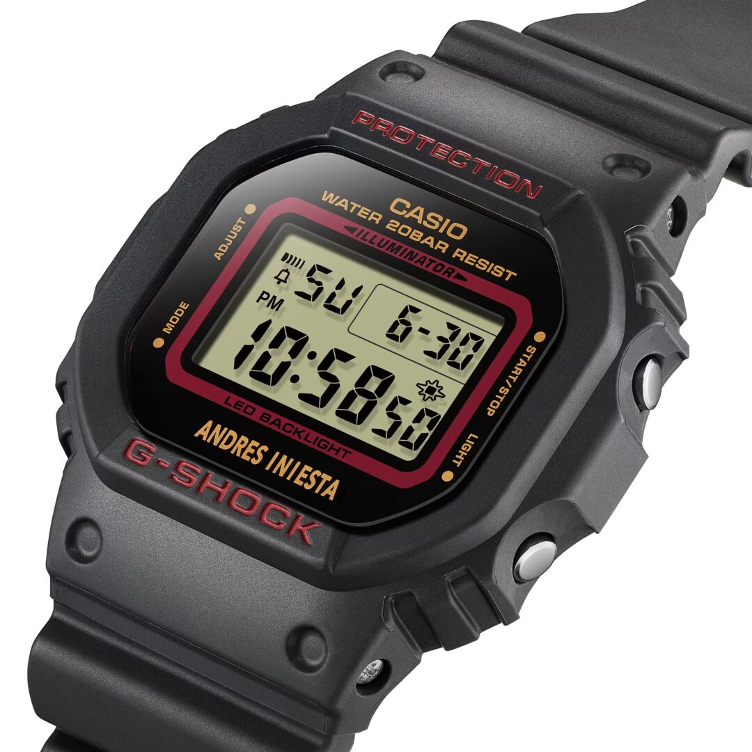 サッカー イニエスタ × G-SHOCK シグネチャーモデル「DW-5600AI-1JR」が2024年 5/11 発売 (Andrés Iniesta Gショック ジーショック)