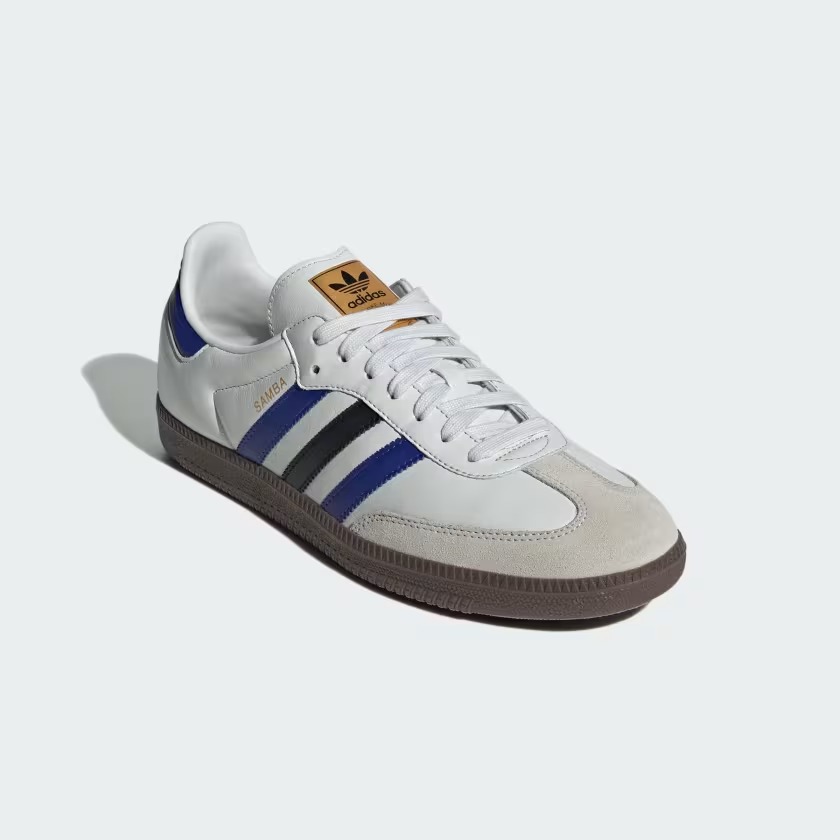 【2024年 発売】adidas Originals SAMBA OG “Crystal White/Active Blue/Matte Gold” (アディダス オリジナルス サンバ OG “ホワイト/アクティブブルー/ゴールド”) [ID1381]