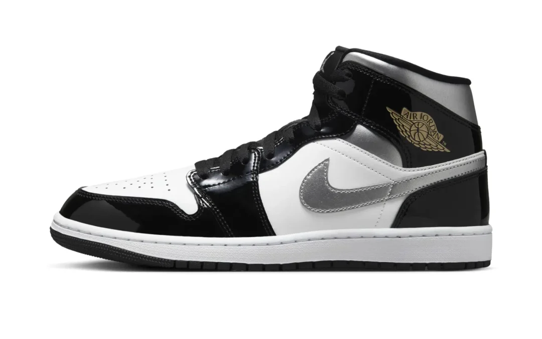 【2024年 10/15 発売】NIKE AIR JORDAN 1 MID “Patent Black/Metallic Silver” (ナイキ エア ジョーダン 1 ミッド “パテントブラック/メタリックシルバー”) [HV0789-010]