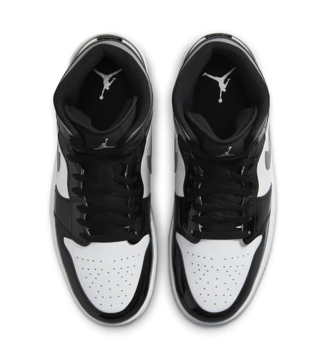 【2024年 10/15 発売】NIKE AIR JORDAN 1 MID “Patent Black/Metallic Silver” (ナイキ エア ジョーダン 1 ミッド “パテントブラック/メタリックシルバー”) [HV0789-010]