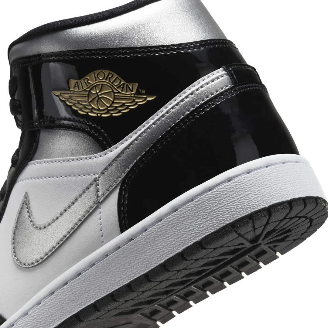 【2024年 10/15 発売】NIKE AIR JORDAN 1 MID “Patent Black/Metallic Silver” (ナイキ エア ジョーダン 1 ミッド “パテントブラック/メタリックシルバー”) [HV0789-010]